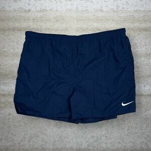 Vintage 90s Nike Swim Shorts Mens XL Navy Blue White Swoosh Mesh Lined Nylon